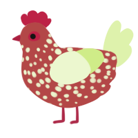 A red and apple chicken with a speckle pattern