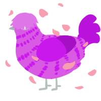 A orchid and amethyst chicken with a bar pattern