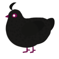 A sable and black chicken with a speckle pattern