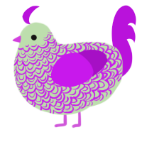 A gluppy and amethyst chicken with a double-lace pattern
