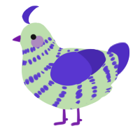A gluppy and indigo chicken with a bar pattern
