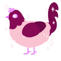 A rose and wine chicken with a head pattern