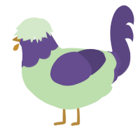 A gluppy and overcast chicken with a head pattern