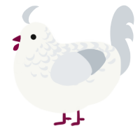 A white and mist chicken with a half-lace pattern