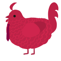 Bara, a crimson chicken with a lace pattern