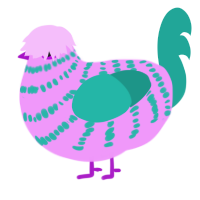 (unnamed), a lavender and turquoise chicken with a bar pattern