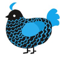 V6 ASAHI, a sable and sky chicken with a lace pattern