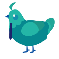 blue babadeedabadi, a teal and turquoise chicken with a head pattern