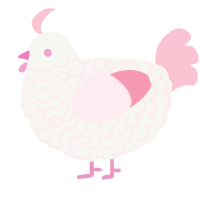 Carnation, a white and rose chicken with a lace pattern