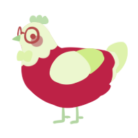 A crimson and apple chicken with a head pattern
