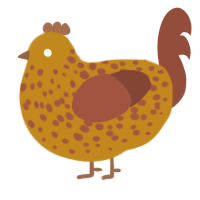 Cheez, a ochre and russet chicken with a speckle pattern