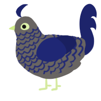 A grey and navy chicken with a lace pattern