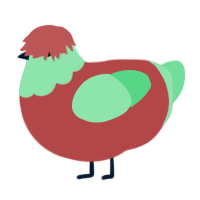 A red and spring chicken with a head pattern