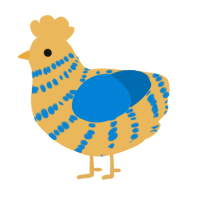 A honey and sapphire chicken with a bar pattern
