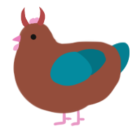 Amelia, a russet and sea chicken