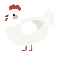 Henrietta, a white chicken with a head pattern