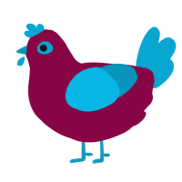 lifegiven, a maroon and cerulean chicken