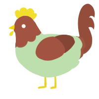 A gluppy and russet chicken with a head pattern