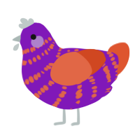 A violet and vermilion chicken with a bar pattern