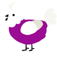 Cawmui Gakupo, a plum and white chicken with a head pattern