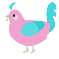 (unnamed), a pink and aqua chicken