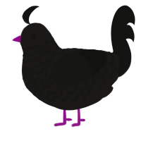 Sunglasses, a sable and black chicken with a lace pattern