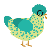 The Ambassador, a lemon and turquoise chicken with a speckle pattern