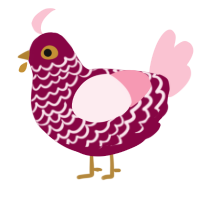 A maroon and rose chicken with a lace pattern
