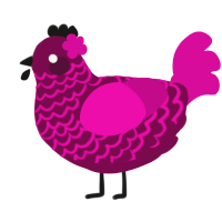 A wine and fuchsia chicken with a lace pattern