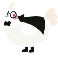 A white and cream chicken with a head pattern