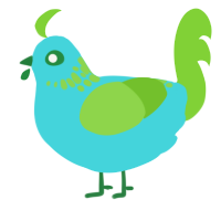 Sour Candy, a aqua and grass chicken with a neck-speckle pattern