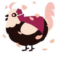 A sable and pink chicken with a head pattern