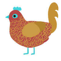 Jtyis, a red and gold chicken with a double-lace pattern