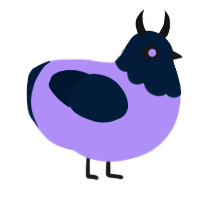 A lilac and tumblr chicken with a head pattern