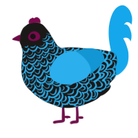 A sable and sky chicken with a double-lace pattern