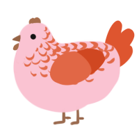 Salmonella, a rose and vermilion chicken with a half-lace pattern