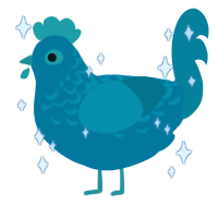 A sea and teal chicken with a half-lace pattern