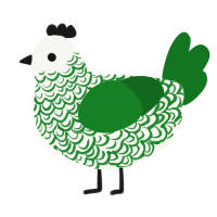 Envy, a white and leaf chicken with a double-lace pattern