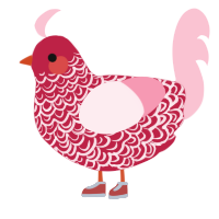 Roses, a crimson and rose chicken with a double-lace pattern