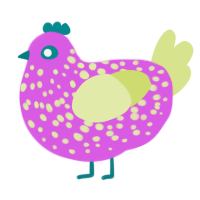 Mad Neon, a orchid and lemon chicken with a speckle pattern