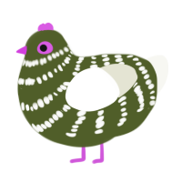 A olive and white chicken with a bar pattern