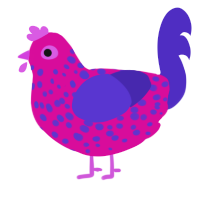A fuchsia and indigo chicken with a speckle pattern