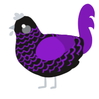 A sable and violet chicken with a lace pattern