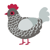 A grey and silver chicken with a lace pattern