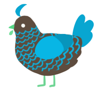 A bark and cerulean chicken with a lace pattern