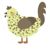 Johann, a lemon and grey chicken with a speckle pattern