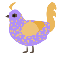 A lilac and honey chicken with a speckle pattern
