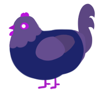 A navy and overcast chicken with a head pattern