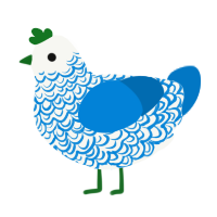 Discount Porcelain, a white and sapphire chicken with a double-lace pattern