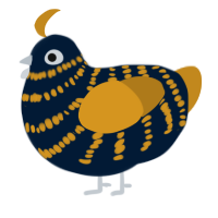 A tumblr and ochre chicken with a bar pattern